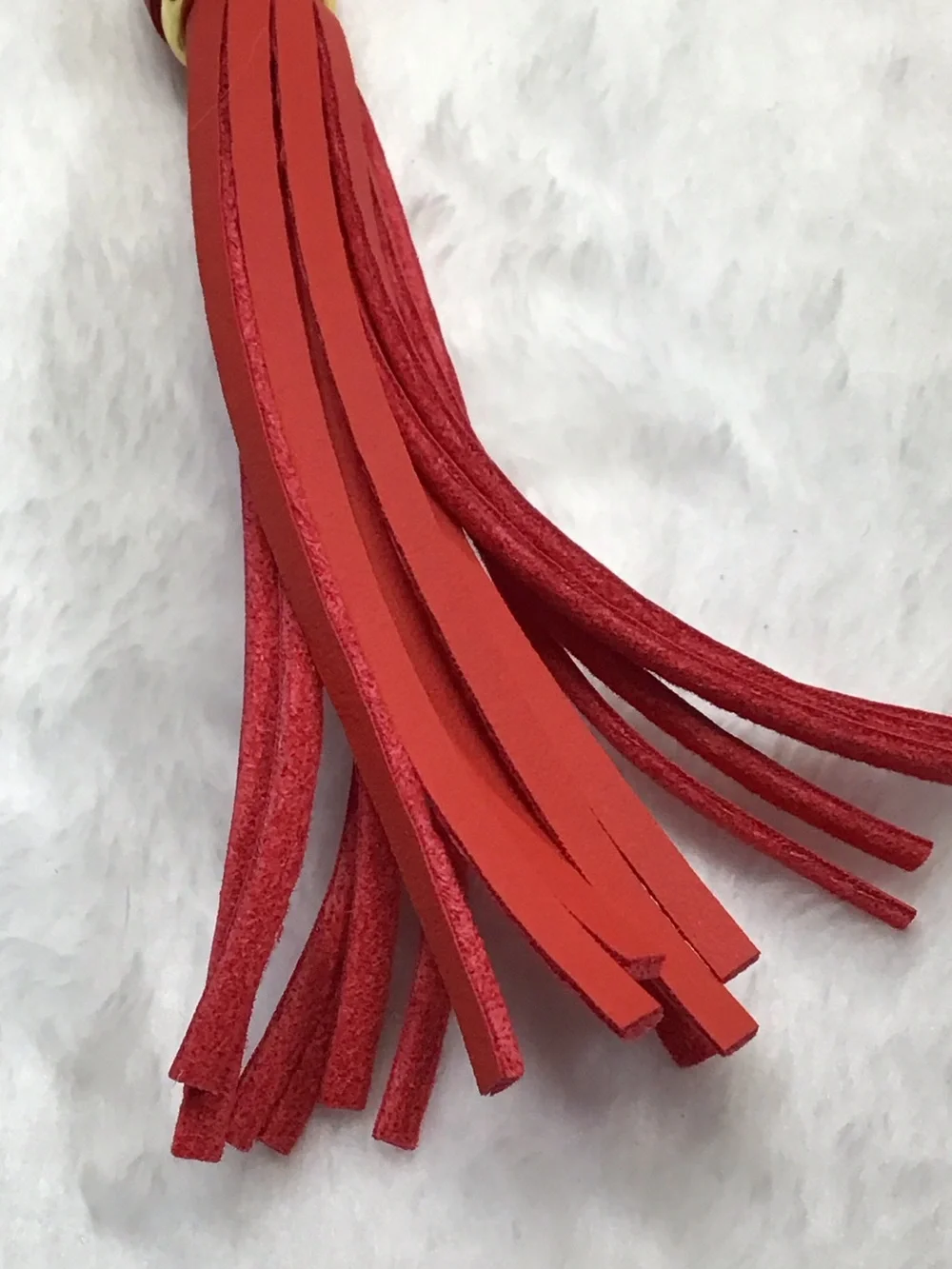 Gold Hardware Red Leather Tassel Keychain